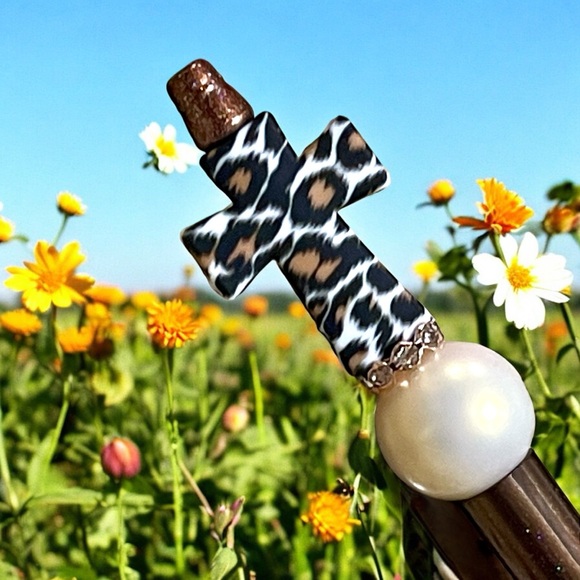 New leopard print cross ballpoint beaded ink pen - Picture 1 of 2